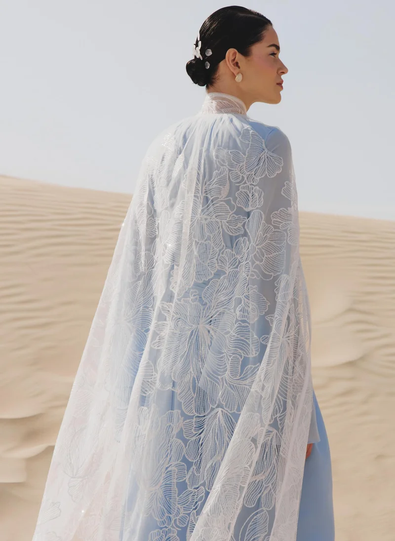 ليتشي Sheer floor-length cape
